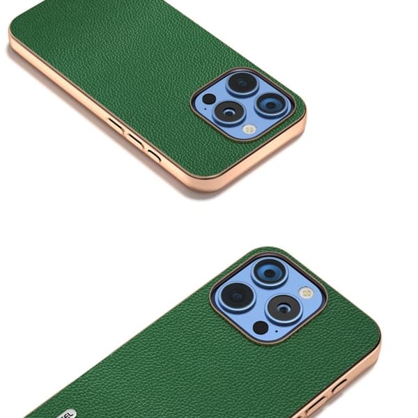 ABEEL Mobilskal till iPhone 16 Pro Max Äkta Läder + PC + TPU - Grön