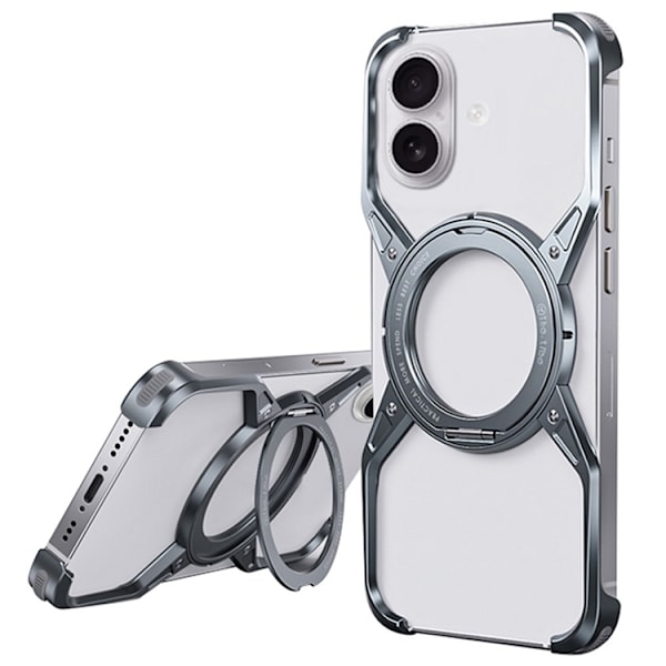 Mobilskal till iPhone 16 Bumper Frameless Kickstand - Grå Grå