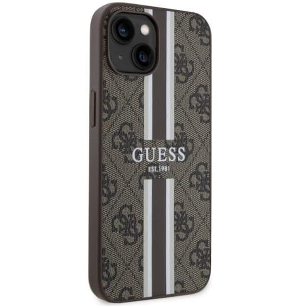 Guess iPhone 14 Plus Mobilskal MagSafe 4G Printed Stripes Brun Brun