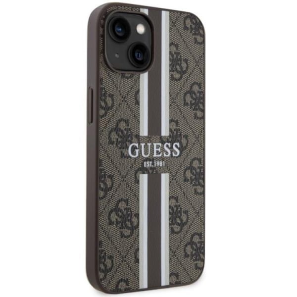 Guess iPhone 14 Plus Mobilskal MagSafe Printed Stripes Brun