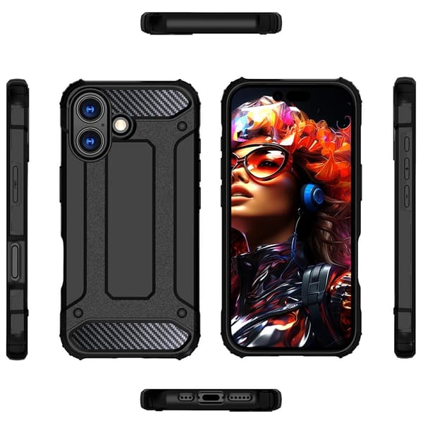 iPhone 17 Hybrid Armor Telefontaske - Sort Svart