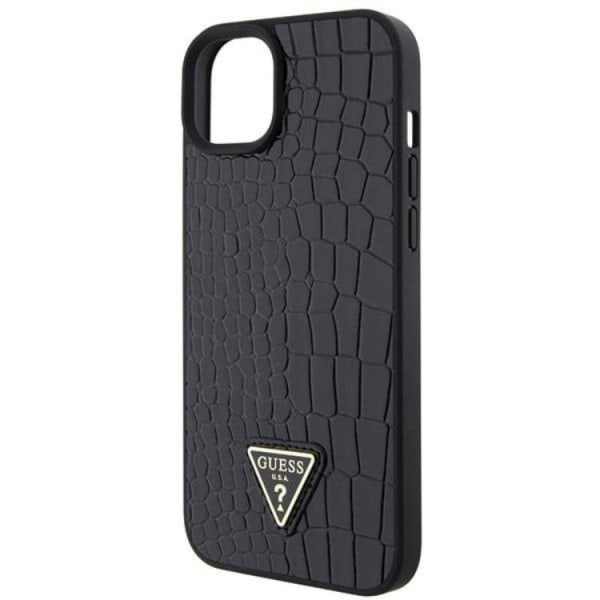 Guess iPhone 15 Mobilskal Croco Triangle Metal Logo - Svart