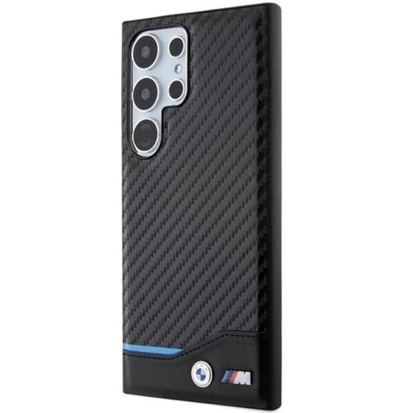 BMW Galaxy S24 Ultra Mobilskal Læder Carbon - Sort Black