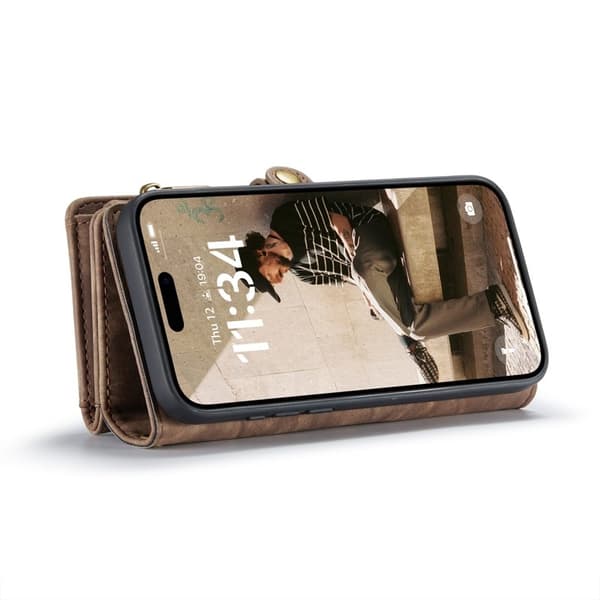 CASEME 008 iPhone 16 Plus Plånboksfodral Konstläder med - Brun