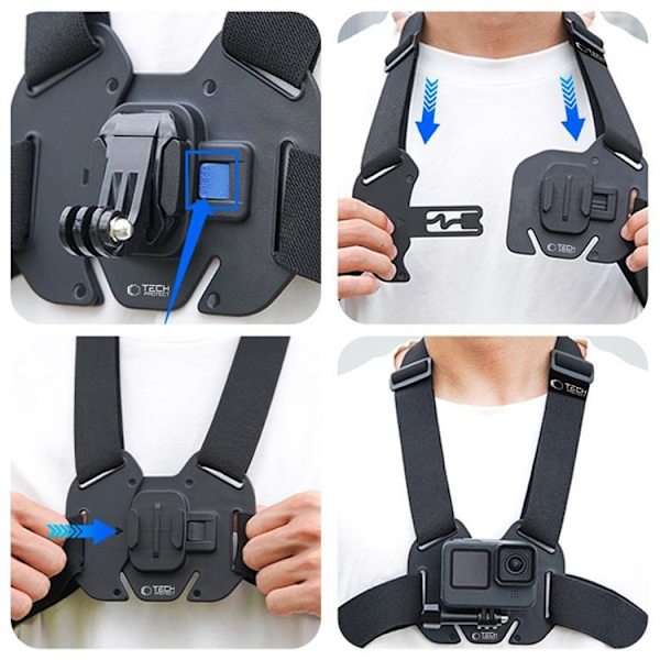 Tech-Protect Brystbeslag GoPro/DJI - Sort Svart
