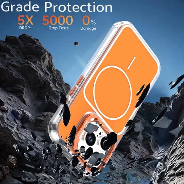 Mobilskal till iPhone 16 Pro MagSafe Lens Kickstand med Handrem - Orange Orange