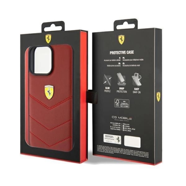 Ferrari iPhone 15 Pro Max mobilcover Lædersyede linjer