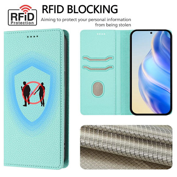 Plånboksfodral för Samsung Galaxy S26 Plus RFID Blocking Konstläder - Mintgrön