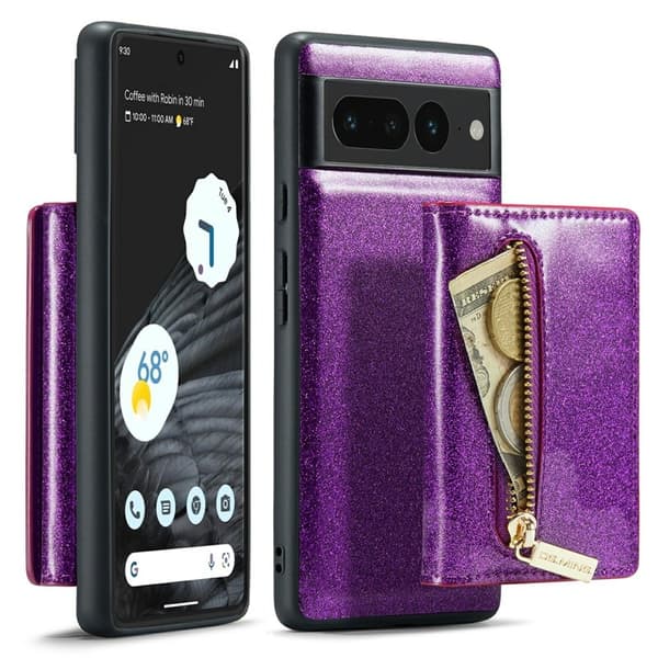 DG.MING M3 Series Konstläder Plånboksfodral för Google Pixel 7 Pro 5G Lila
