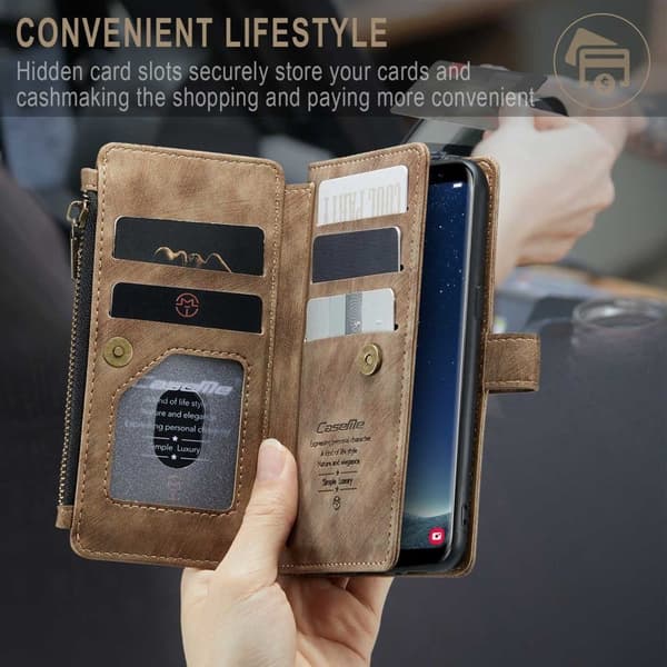 CASEME Konstläder Plånboksfodral för Samsung Galaxy S20 4G/5G - Brun