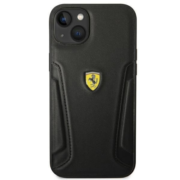 Ferrari iPhone 14 Plus Skal Läder Stamp Sides - Svart Svart