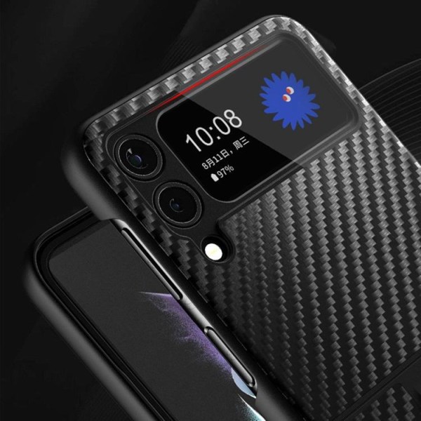 Galaxy Z Flip 4 Shell Carbon Fiber -jalusta - punainen
