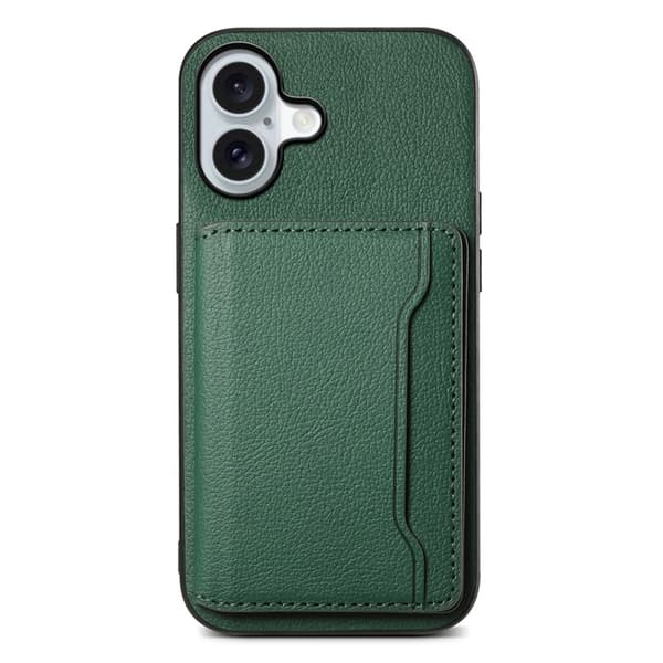 Mobilskal till iPhone 17 Korthållare Calf Kickstand Läder - Grön Grön