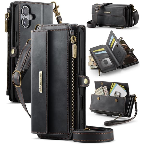 CASEME iPhone 17 Plånboksfodral Zipper RFID C39 Svart