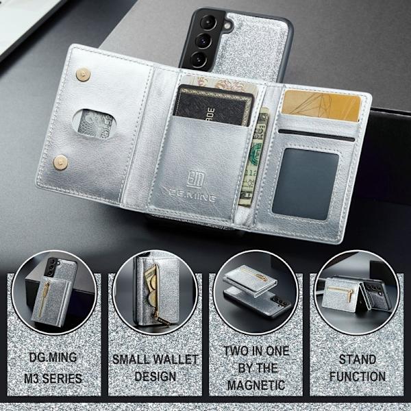 DG.MING M3 Series Samsung Galaxy S24 Konstläder Plånboksfodral Silver