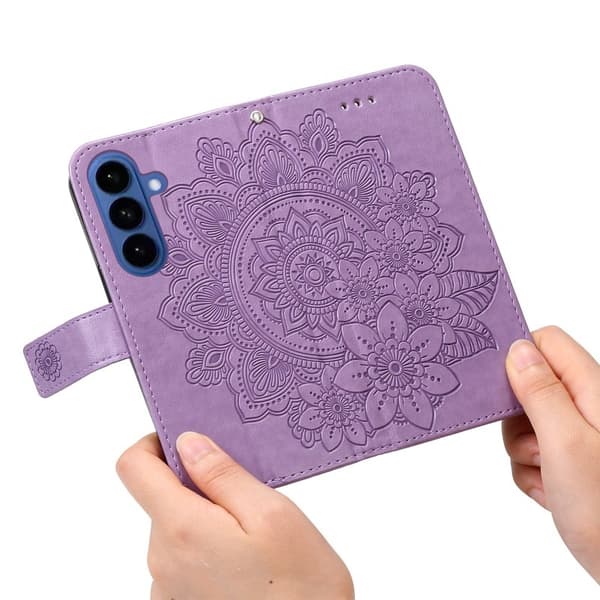 Samsung Galaxy S26 Plus Plånboksfodral Blommönster Konstläder Ställ - Lila