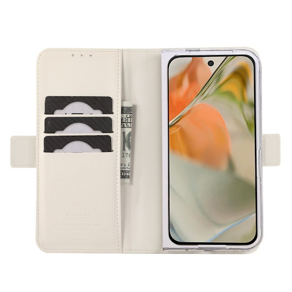 ABEEL Style A02 Konstläder Plånboksfodral för Google Pixel 9 Pro Fold 5G - Vit