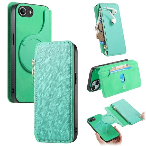 CASENEO iPhone 16e Plånboksfodral Konstläder - Grön