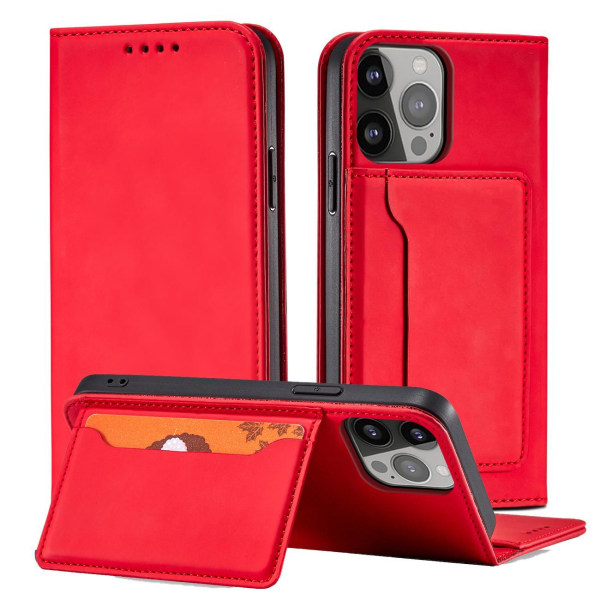iPhone 12 Pro Wallet Case Magnetstativ - Rød