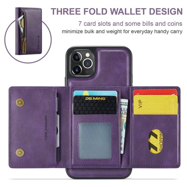 DG.MING M5 Series iPhone 11 Pro Max Plånboksfodral Konstläder Lila