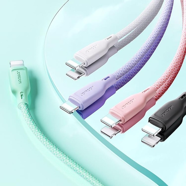 Joyroom USB-A till Lightning kabel Multi-Color 3A 1m - Svart Svart