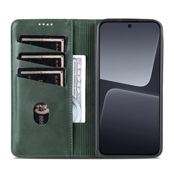 AZNS Xiaomi 13 5G Flip Plånboksfodral Konstläder - Grön