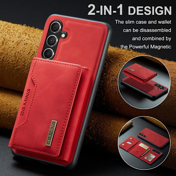 DG.MING Samsung Galaxy S23 FE Konstläder Plånboksfodral Röd