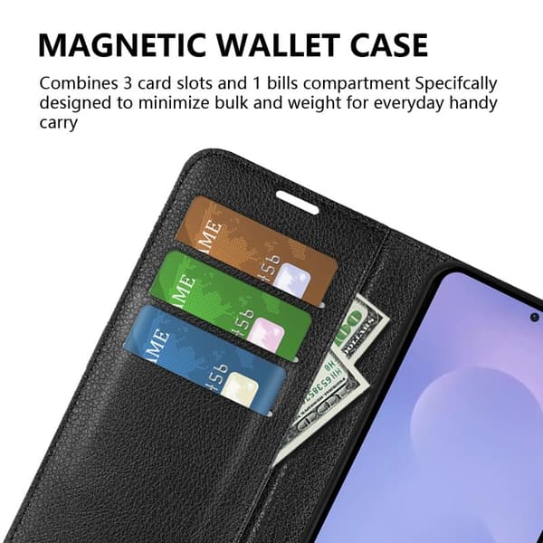 AMORUS Samsung Galaxy S26 / S26 Pro Plånboksfodral Konstläder Ställ - Svart
