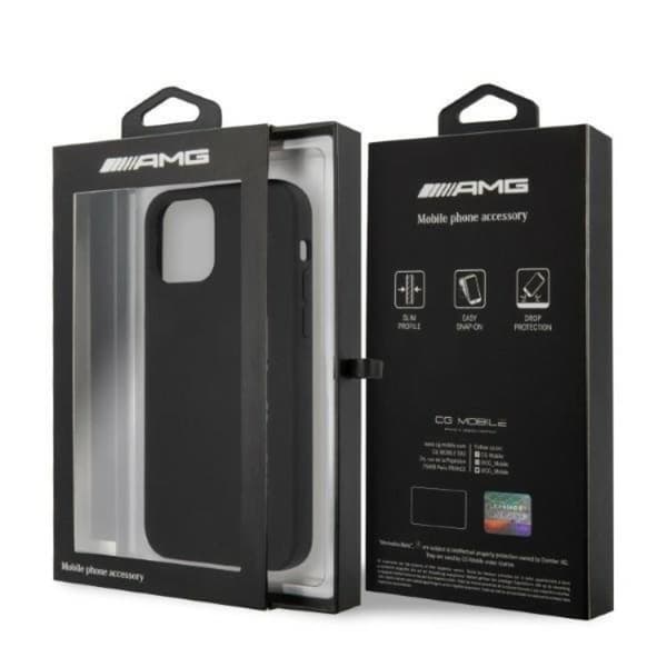 AMG iPhone 12 Pro Max -puhelinkuori, silikoni, iso logo - Musta Black