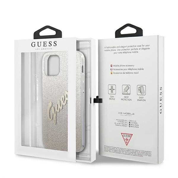 Guess Skal iPhone 12 Mini Glitter Gradient Script - Guld Yellow