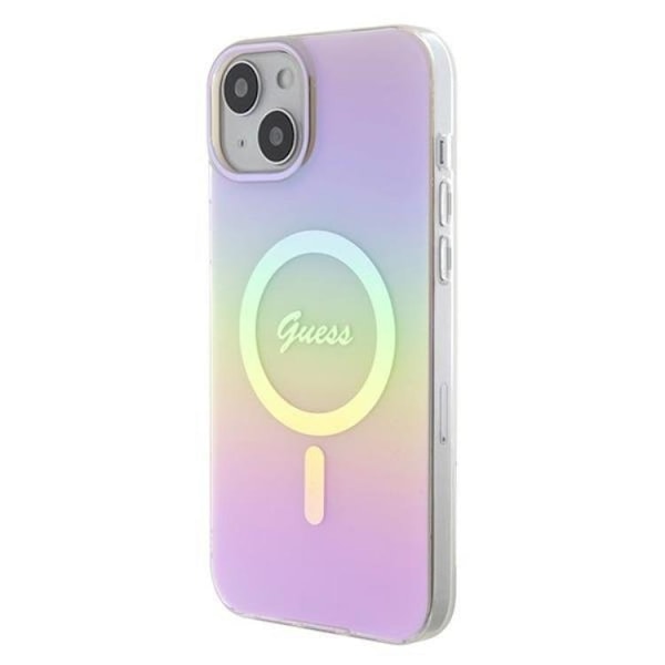 Guess iPhone 15 Mobilskal Magsafe IML Iridescent - Rosa