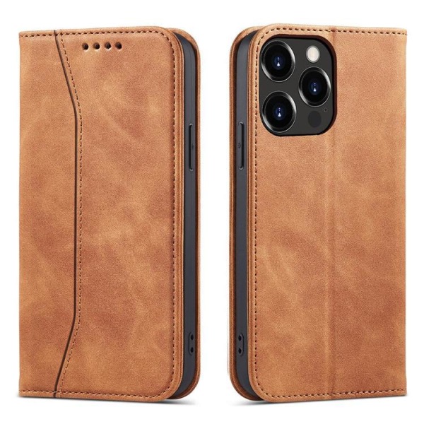 iPhone 12 Pro Wallet Case Magnet Fancy - Brun