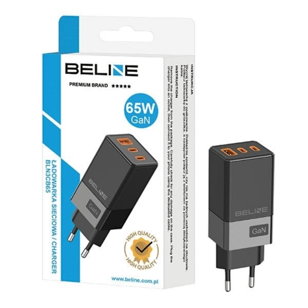 Beline Vægoplader 2x USB-C Til USB-A - Sort Black