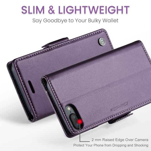 CASEME Plånboksfodral Konstläder för iPhone 6 Plus/7 Plus/8 Plus - Lila