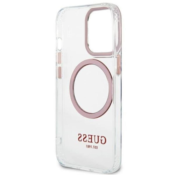 Guess iPhone 13 Pro Cover Magsafe Metal Outline - Pink