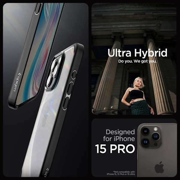 Spigen iPhone 15 Pro Mobilskal Ultra Hybrid - Frost Svart