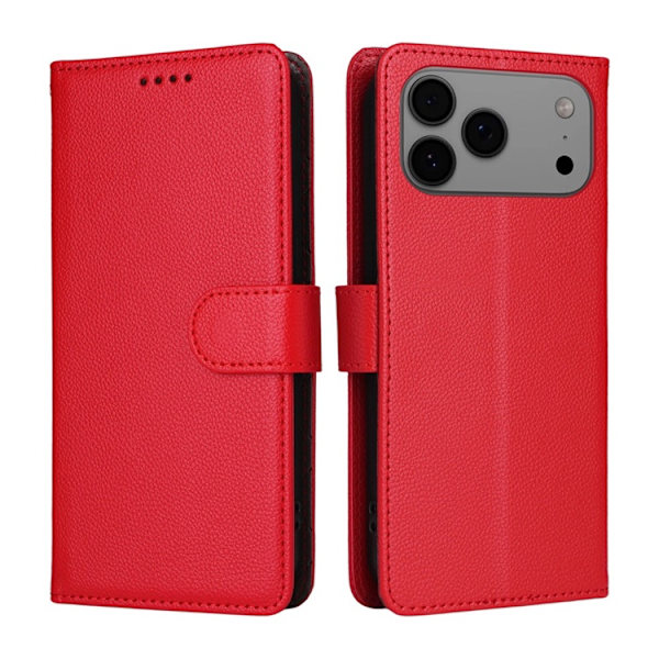 iPhone 17 Pro Max Plånboksfodral RFID Blocking med Handledsrem Röd