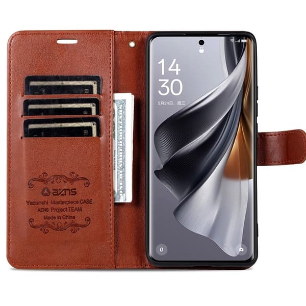 AZNS Xiaomi 14 Ultra Plånboksfodral Stand Konstläder - Brun