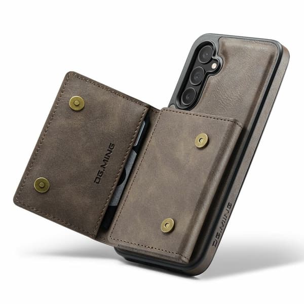 DG.MING Konstläder Plånboksfodral för Samsung Galaxy S25 FE - Brun