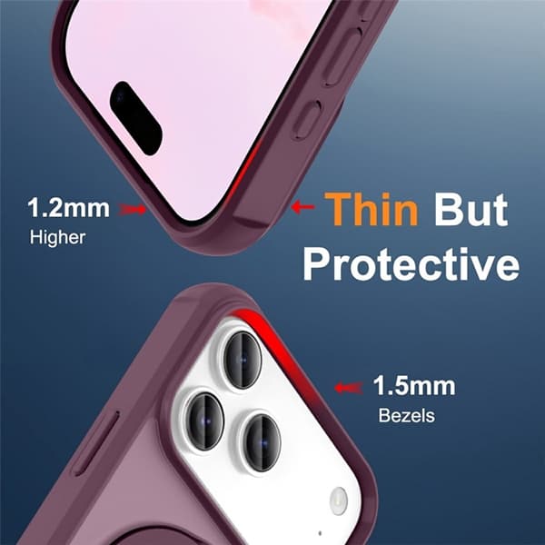 Mobilskal till iPhone 17 Pro Max MagSafe TPU+PC Kickstand - Vinröd Vinröd