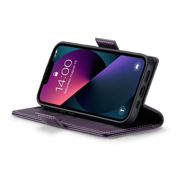 CASEME iPhone 14 Plus Plånboksfodral Konstläder RFID-Skydd Lila