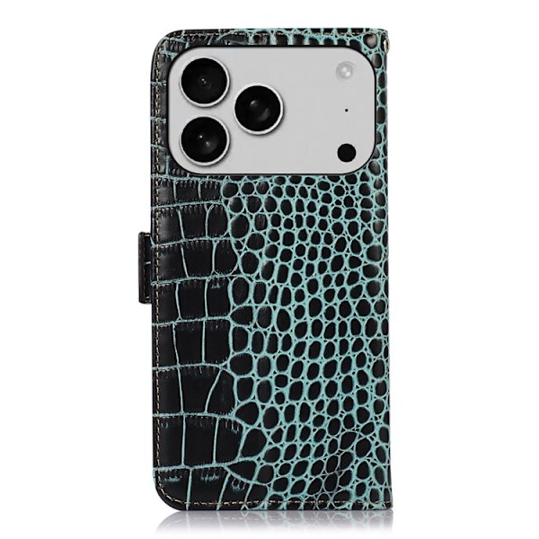 iPhone 17 Pro Plånboksfodral Äkta Läder Crocodile - Röd Röd