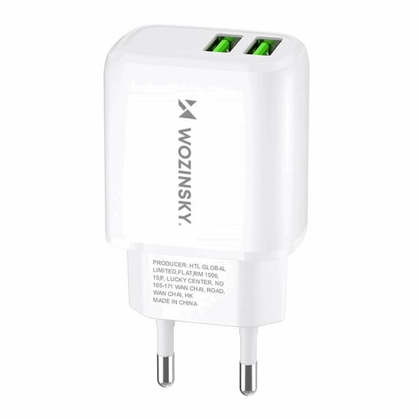 Wozinsky Vægoplader CUWCW 2.4A 2 x USB-A - Hvid Vit