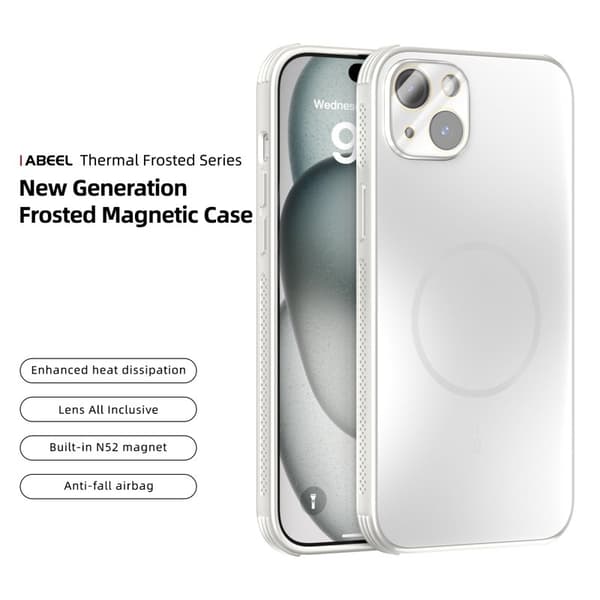 ABEEL Mobilskal till iPhone 15 Plus Magnetiskt TPU PC Kyl Matt Vit