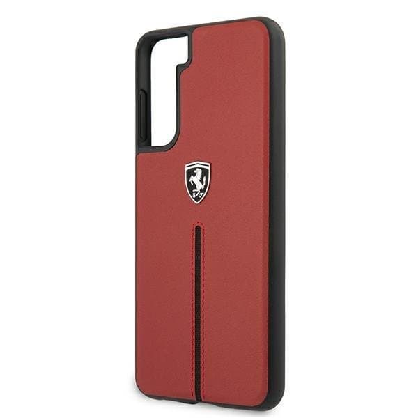 Ferrari Skal Galaxy S21 Plus Off Track Leather Nylon Stripe - Röd Red