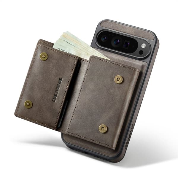 DG.MING M6 Series Konstläder Plånboksfodral för Google Pixel 10 Pro XL Brun