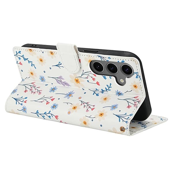 Samsung Galaxy S26 Plus Plånboksfodral Rhombic Blommönster Konstläder - A2
