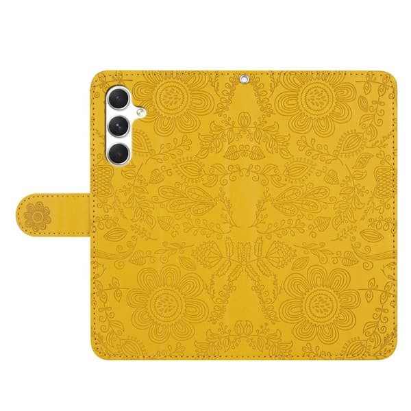 Samsung Galaxy S26 Plånboksfodral Blommönster Konstläder Flip - Gul