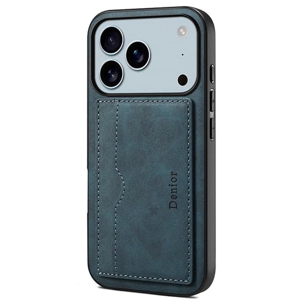 DENIOR Mobilskal till iPhone 17 Pro Kickstand Korthållare - Blå Blå