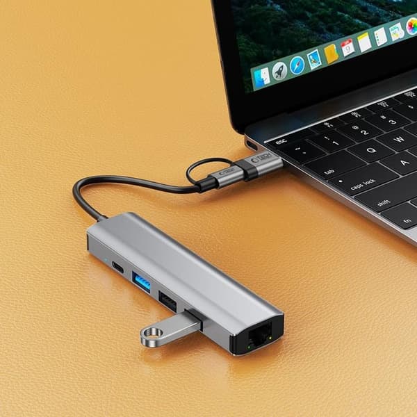 Tech-Protect HB03 5in1 Hub-adapter - Rumgrå Grå